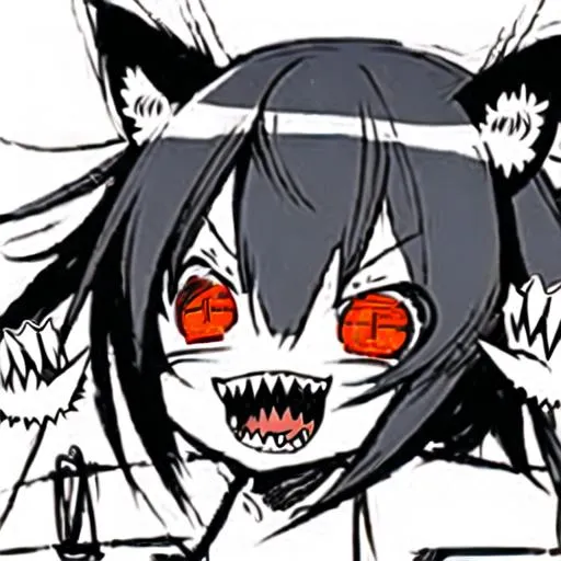 Prompt: Anime girl who is crazed and has sharp teeth, rough sketch that is similar to
"Usseewa" (うっせぇわ) by Ado