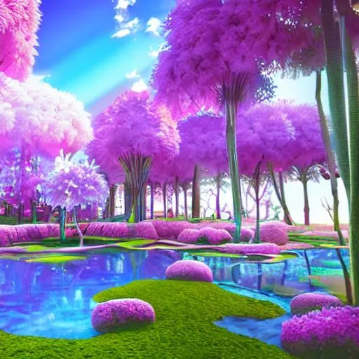 Prompt: Paradise in heaven, Vivid, V-Ray Lighting, Reflections, Refraction, Intricate Details, Realistic, Sharp, Octane Render, UHD, 4K, 8K, pastel colors, chocolate fountain, candy drop trees, beautiful, 

