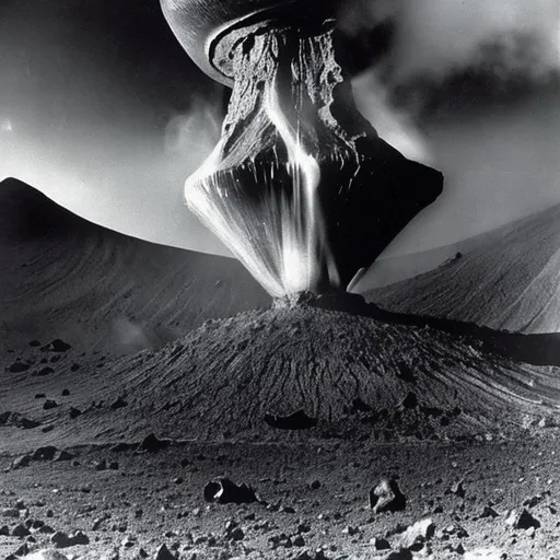 Prompt: Alien spaceship found inside a volcano in Indonesia circa 1960
Lost photograph