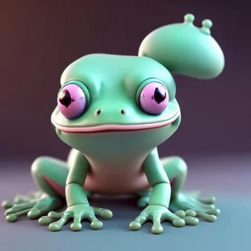 Prompt: A cute little frog , soft smooth lighting, soft pastel colors, skottie young, 3d blender render, polycount, modular constructivisim, pop surrealism, physically based rendering, square image