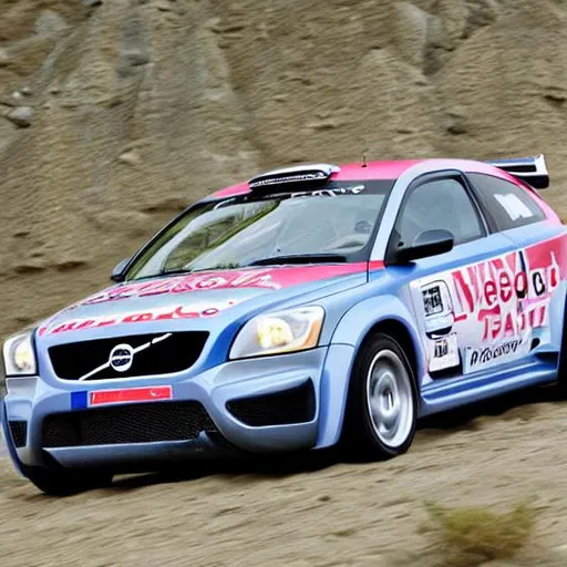 Prompt: 2007 Rally Volvo C30, far view