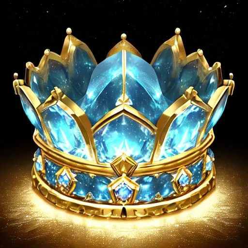 Prompt: fantasy gold light blue realistic celestial crown hyperrealistic only object