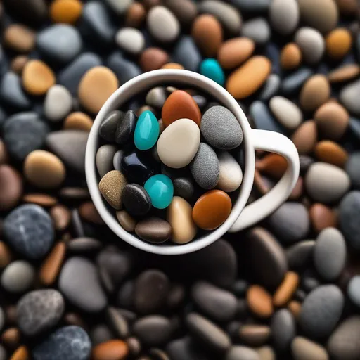 Prompt: Pebbles in a cup, 4k photograph