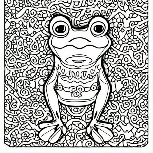 Prompt: coloring book frog