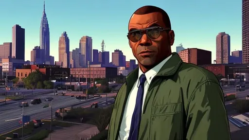 Prompt: Please create an image featuring Michael from GTA V with a city background. I want Michael to be the central focus of the image, portraying his mature and experienced character. The city background should convey a vibrant and dynamic urban atmosphere, with tall buildings, bustling streets, and city lights. The color palette can include a mix of cool blues and warm tones to create a visually appealing contrast. Please ensure that the image is high-resolution and suitable for use as a wallpaper. Thank you!