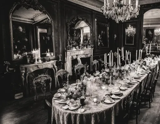 Prompt: Miss Havisham's dining room
