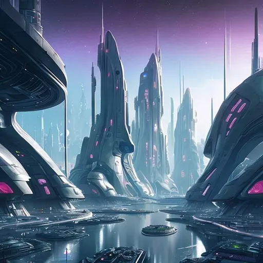 Prompt:  futuristic city on another planet 
