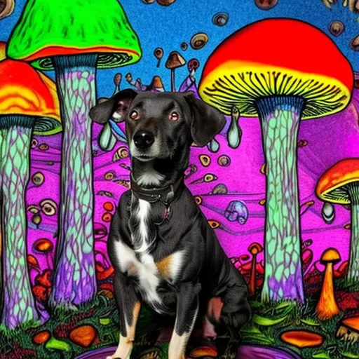 Prompt: A dog on magic mushrooms
