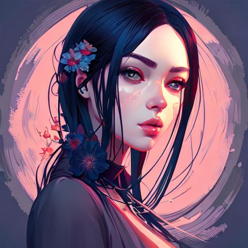 Melancholy Beauty 2d Vector Illustration Portrait Openart