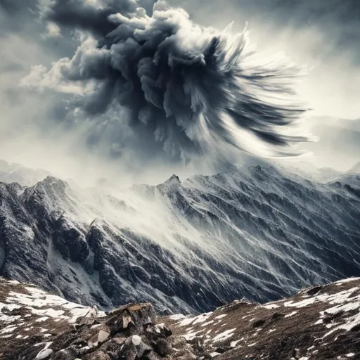 Prompt: Beautiful picture of strong winds in the mountains