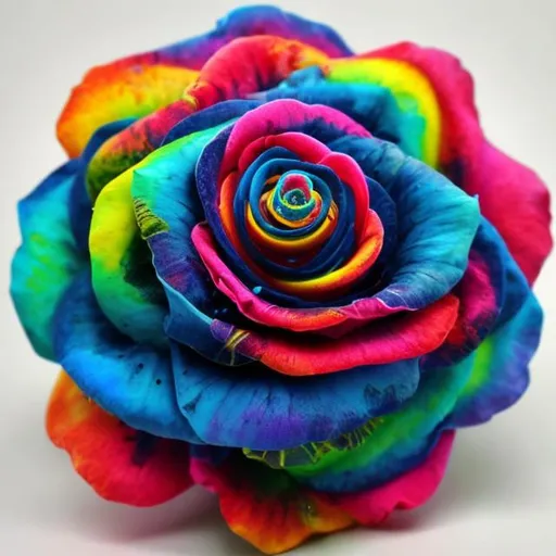 Prompt: lovecraftian style brightly coloured rose flower