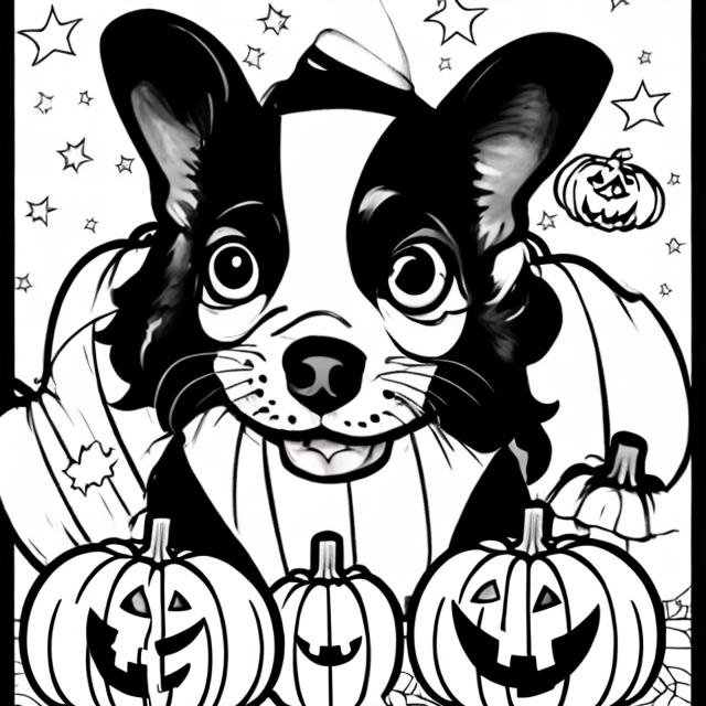 Black and white Halloween dog coloring page | OpenArt