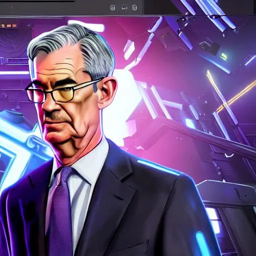 Prompt: cybernetic Jerome Powell in Fortnite  high-resolution 4k, cinematic effects, cover