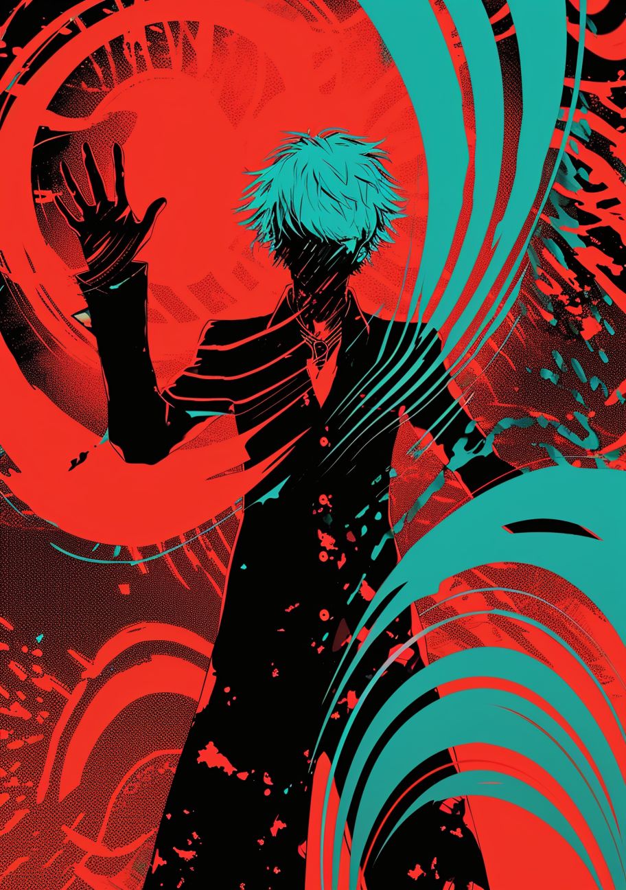 Prompt: hd wallpaper persona 4 final, in the style of fluid gestures, light red and turquoise, gothcore, mono-ha, rtx on --ar 45:64 --v 6.0