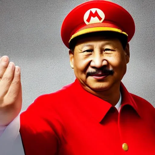 Prompt: photo realistic portrait of ((Xi Jinping)) cosplaying as Super Mario, awkward, breathtaking, centered in frame, facing camera, symmetrical face, ideal human, 85mm lens,f8, photography, ultra details, natural light, light background, photo, Studio lighting