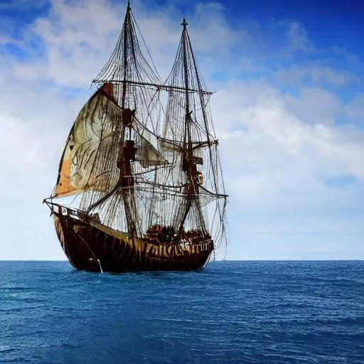 Prompt: 17th century ship in ocean