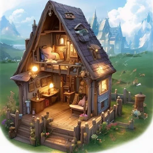 Prompt: A cute and small house fantasy 