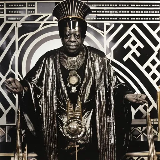 Prompt: Sun Ra in art deco room 