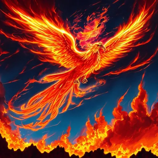 Prompt: phoenix in the sky full of fire