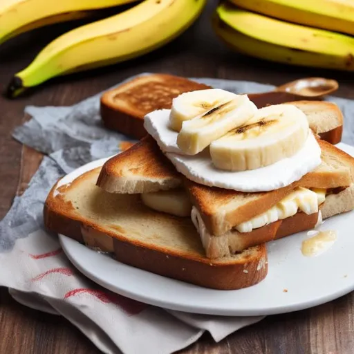 Prompt: banana cheese sandwich on toast