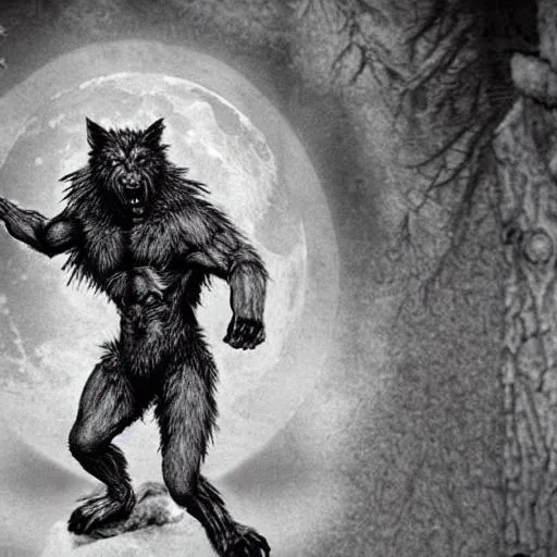 Hyper realistic Bipedal Wolfman, or Werewolf, in for