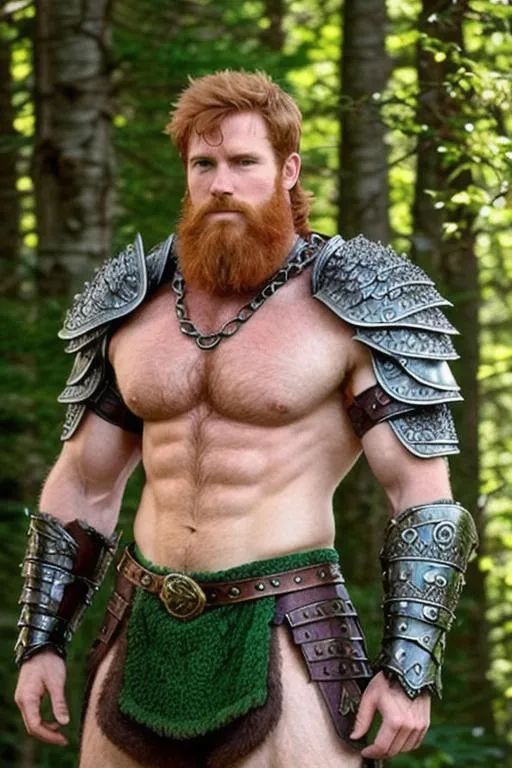 male fantasy warrior, chain mail, ruggedly handsome,... | OpenArt