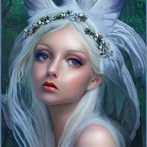Prompt: Beautiful white fairy goddess, hyper realism