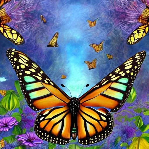Monarch butterflies, detailed digital art, fantasy,... | OpenArt