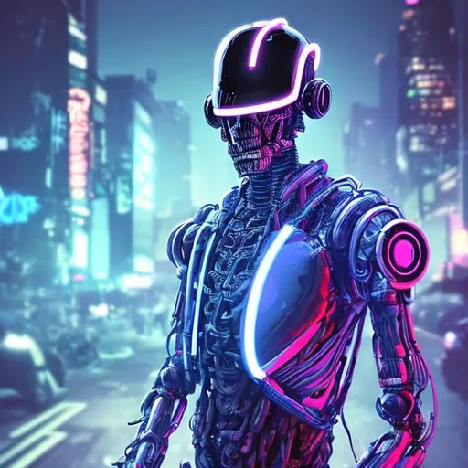 Prompt: robo-cop, neon skeleton, vapping, "cyber punk type"   