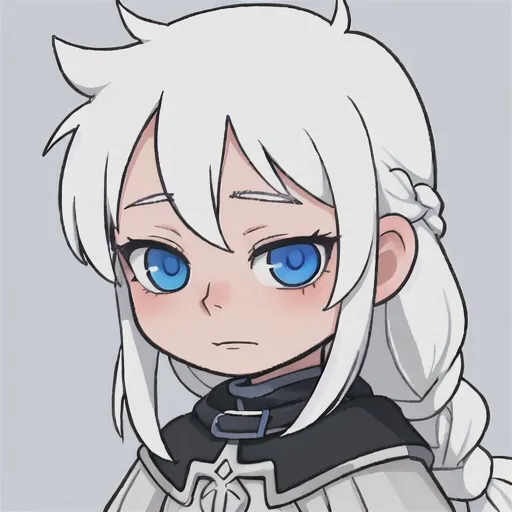Prompt: Portrait, detailed. Teenage boy with stark white hair and blue eyes, frozen eyelashes, cold, albino, long hair, viking braid


