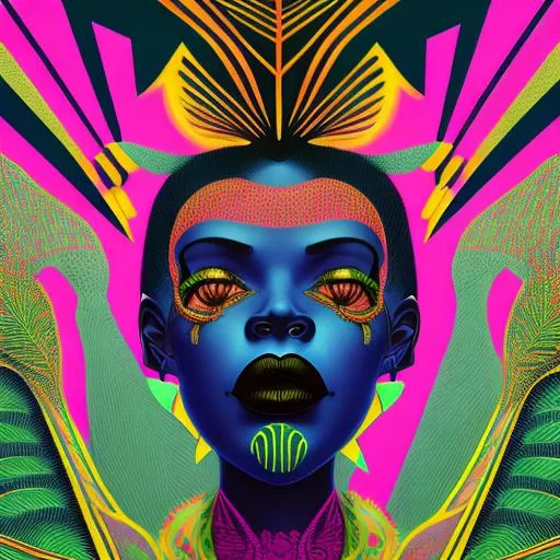 pattern tropical neon, post punk style by Jacob... | OpenArt