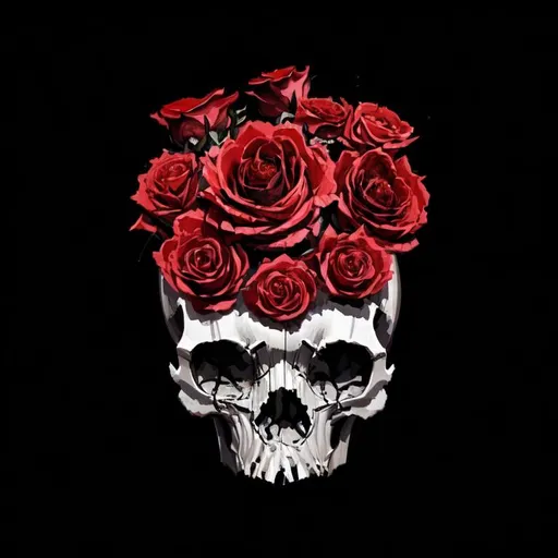 Prompt: skull with a crown made of roses