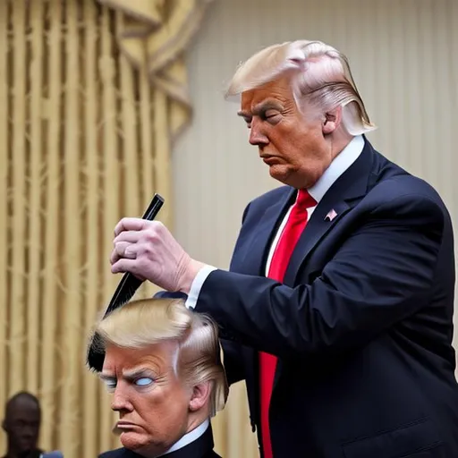 Prompt: Trump brushing his hair


