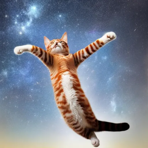 Prompt: Cat reaching for the Stars