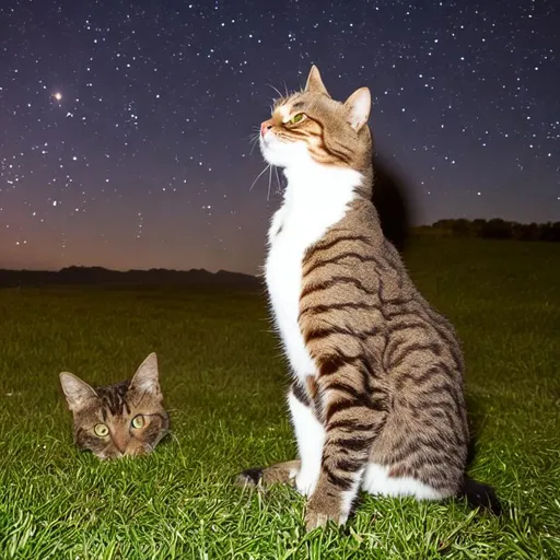 Prompt: Cat gazing at stars