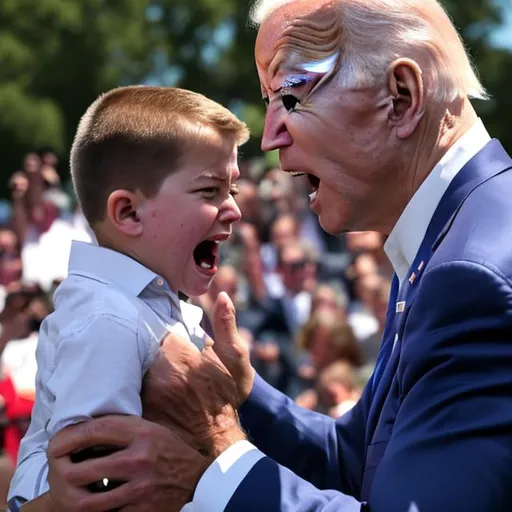 Prompt: Joe Biden screaming at a child