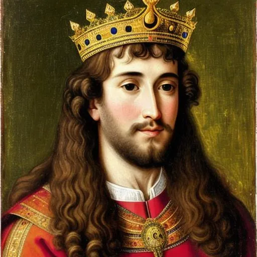 Prompt: portrait of a 10th-century French light-haired king