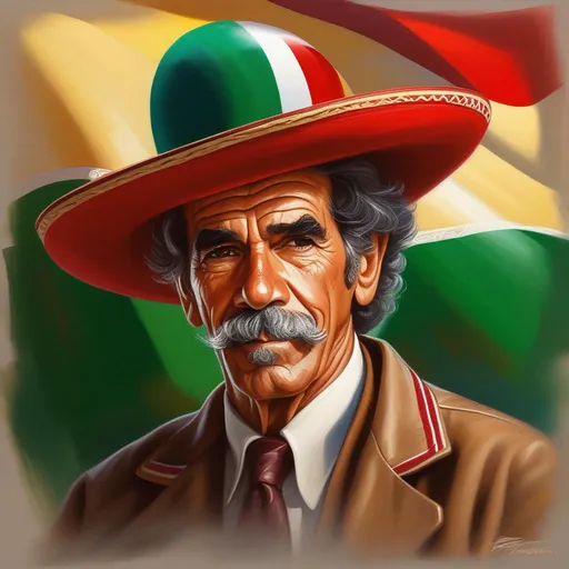 Prompt: Don Ramon gigachad, Mexican flag, cartoony style, extremely detailed painting by Greg Rutkowski and by Henry Justice Ford and by Steve Henderson 