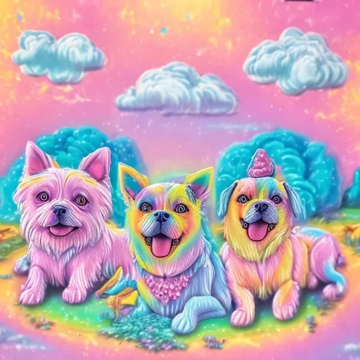 Prompt: Pastel dogs diorama in the style of Lisa frank