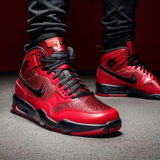 Prompt: epic promotional, professional, commercial poster of Red Jordans 11, ultra rich vibrant colors with shadow background, intricate details, 8k resolution , cinematic look, 300mm camera lens, epic detailed nike logo and brand name, extremely color graded,{{hyperrealistic}}, trending on artstation, trending on nike website. 