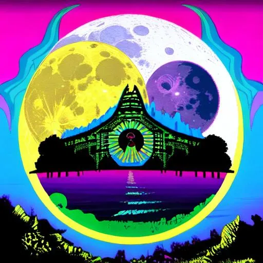 Prompt: Retro futurism psychedelic moon cult 