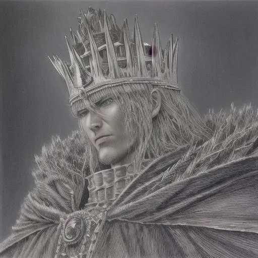 an unknown king , art by Kentaro Miura in hyper rea