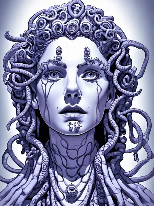 Prompt: Medusa pretty woman line art