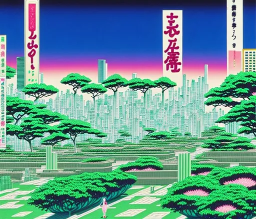 Hiroshi Nagai, 80s city pop, Green garden, city in t...