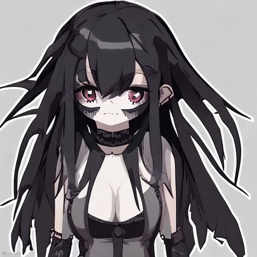 Prompt: Flat-2d Animerge 
goth girl 
