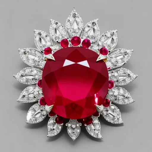 Ruby brooch shaped like an apple with a bite out of... | OpenArt