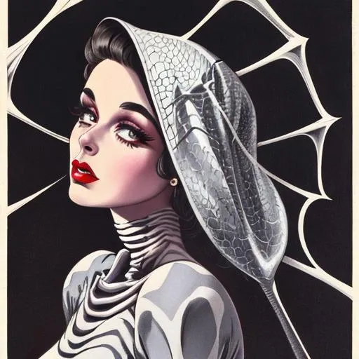 Prompt: hyper realistic, smooth texture. highly detailed image, Halloween colored pencil, vintage retro, graphic design, 1950s look, spider, skeleton, goblin, bat, witch, hyper realistic, smooth texture. highly detailed image