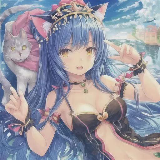Prompt: cat goddess, playful