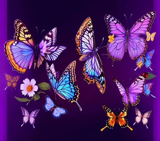 Prompt: A collage of pizza, butterflies and flowers, outside, daytime, background, high quality, trending art, trending on art station, sharp focus, studio photo, intricate details, highly detailed, UHD, HDR, 8K, ((Masterpiece))