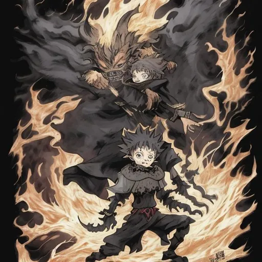 Prompt: asta with a black demon spirit